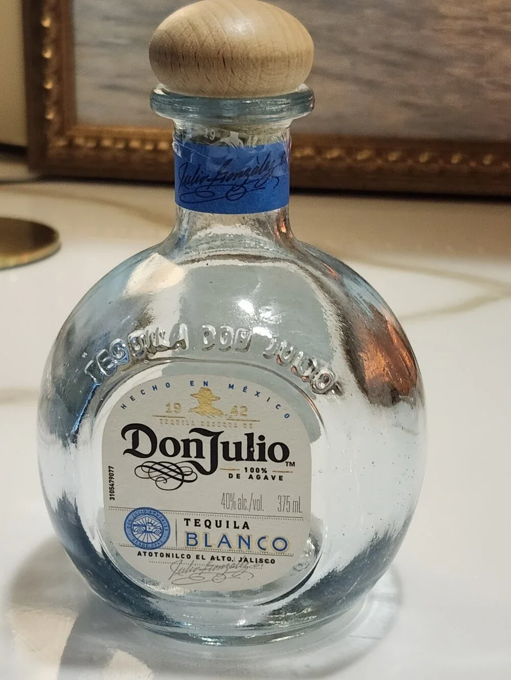 Don Julio Blanco Empty Bottle Lot 375ml 50ml Mini Blue Glass Wood Cork Tequila